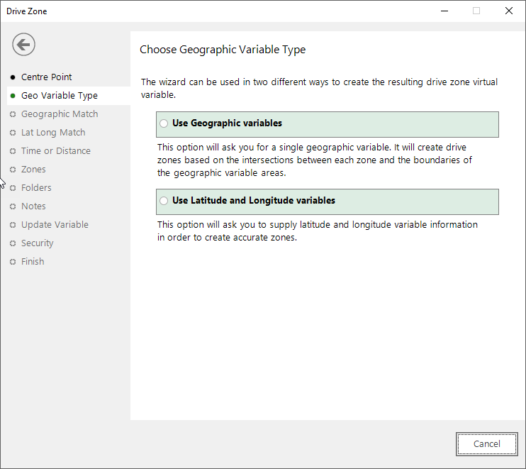 Choose Geographic Variable Type